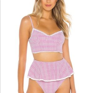 Beach Riot x V. Chapman Iris Bikini Top in Lurex Gingham
